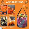 BWQJKUO Large Halloween Tote Treat Bags Small Pink Flowers Printed Halloween Goodie Candy Bags,Snack Grocery Tote with Handles view 3