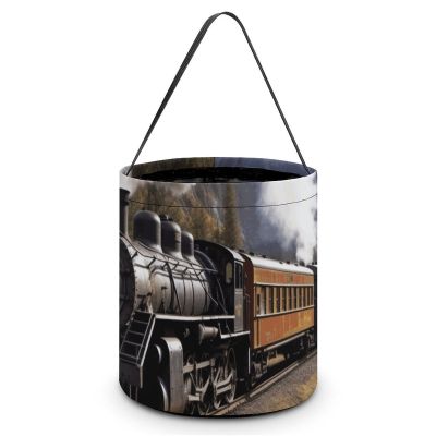Large Halloween Tote Treat Bags Steam Locomotive Train Printed Halloween Goodie Candy Bags,Snack Grocery Tote with Handles