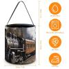 Large Halloween Tote Treat Bags Steam Locomotive Train Printed Halloween Goodie Candy Bags,Snack Grocery Tote with Handles view 2