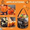 Large Halloween Tote Treat Bags Steam Locomotive Train Printed Halloween Goodie Candy Bags,Snack Grocery Tote with Handles view 3