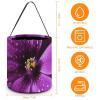 BWQJKUO Large Halloween Tote Treat Bags Purple Flower Printed Halloween Goodie Candy Bags,Snack Grocery Tote with Handles view 2