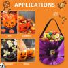 BWQJKUO Large Halloween Tote Treat Bags Purple Flower Printed Halloween Goodie Candy Bags,Snack Grocery Tote with Handles view 3