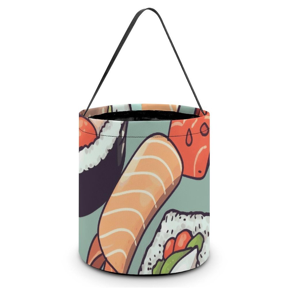 BWQJKUO Large Halloween Tote Treat Bags Sushi Printed Halloween Goodie Candy Bags,Snack Grocery Tote with Handles