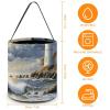 Large Halloween Tote Treat Bags Sea Lighthouse Sandbeach Printed Halloween Goodie Candy Bags,Snack Grocery Tote with Handles view 2