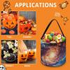 Large Halloween Tote Treat Bags Universe Milky Way Galaxy Printed Halloween Goodie Candy Bags,Snack Grocery Tote with Handles view 3