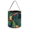 Large Halloween Tote Treat Bags Tropical Plant Bird Flowers Printed Halloween Goodie Candy Bags,Snack Grocery Tote with Handles view 1