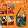 Large Halloween Tote Treat Bags Tropical Plant Bird Flowers Printed Halloween Goodie Candy Bags,Snack Grocery Tote with Handles view 3