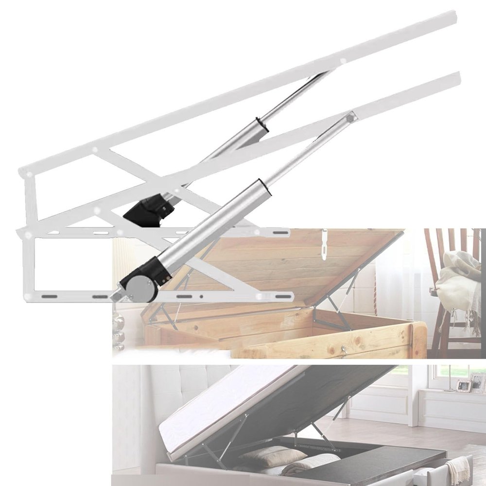 2 PCS Bed Lift Supports, Heavy Duty Gas Spring Hydraulic Rise Mechanism for Box Sofa Storage Space Saving Sprung Struts KitFurniture Accessories(White,0.8m)