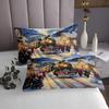 Erosebridal Christmas Vintage Train Bedspread Sets Queen Size Xmas Cute Snowman Coverlet Set Winter Happy New Year Bed Set Xmas Train Bedding Set view 4