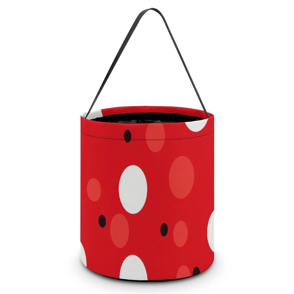 Large Halloween Tote Treat Bags Red White Polka Dot Printed Halloween Goodie Candy Bags,Snack Grocery Tote with Handles