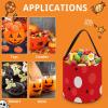 Large Halloween Tote Treat Bags Red White Polka Dot Printed Halloween Goodie Candy Bags,Snack Grocery Tote with Handles view 3