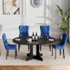 43.31" -59.06" Extendable Dining Table Set of 4, Black Dining Room Table & 4 Blue Velvet Dining Chairs with Wood Leg, Rustic Kitchen Dining Table and Chairs Set, Modern 5 Piece Dining Set view 2