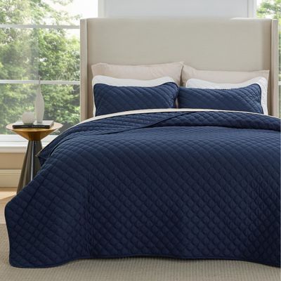 Bedsure Quilts Queen Size - Lightweight Bedspreads Queen Size with Classic Honeycomb Quilting, Soft Quilt Bedding Set, Navy Comforter Set Coverlet for All Seasons with 2 Pillow Shams (90" x 96")