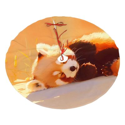 Christmas Tree Skirt, Red Panda Sleeping On Side Tree Skirt for Merry Christmas Party Rustic Vintage Christmas Tree Decorations