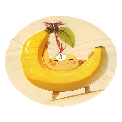 Christmas Tree Skirt, Banana Characters with Leaves Tree Skirt for Merry Christmas Party Rustic Vintage Christmas Tree Decorations
