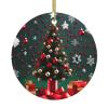 Round Ball Christmas Tree Ceramic Round Hanging Ornament with Gold Thread for Holiday and Home Dcor view 1