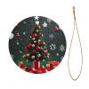 Round Ball Christmas Tree Ceramic Round Hanging Ornament with Gold Thread for Holiday and Home Dcor view 2