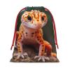LIXLZH Sand Leopard Gecko Print Drawstring Gift Bag Reusable Holiday Party Storage Bags Large Medium Small Sizes view 1