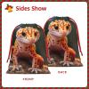 LIXLZH Sand Leopard Gecko Print Drawstring Gift Bag Reusable Holiday Party Storage Bags Large Medium Small Sizes view 3