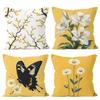 PTHJZJH Daisy Pillow Covers 18x18 inch Set of 4 Butterfly Yellow Modern Floral Nature Decorative Throw Pillow Cases Holiday Decorations for Sofa Couch Farmhouse Home view 1