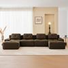 150.4 Brown Boneless Couches for Living Room, Modular Sectional Sofa with U-Shape Chaise, 4 Seater Comfy Upholstered Deep Seat Corduroy Fabric Cloud Couch No Assembly, Anti-Slip Design view 1
