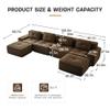150.4 Brown Boneless Couches for Living Room, Modular Sectional Sofa with U-Shape Chaise, 4 Seater Comfy Upholstered Deep Seat Corduroy Fabric Cloud Couch No Assembly, Anti-Slip Design view 2