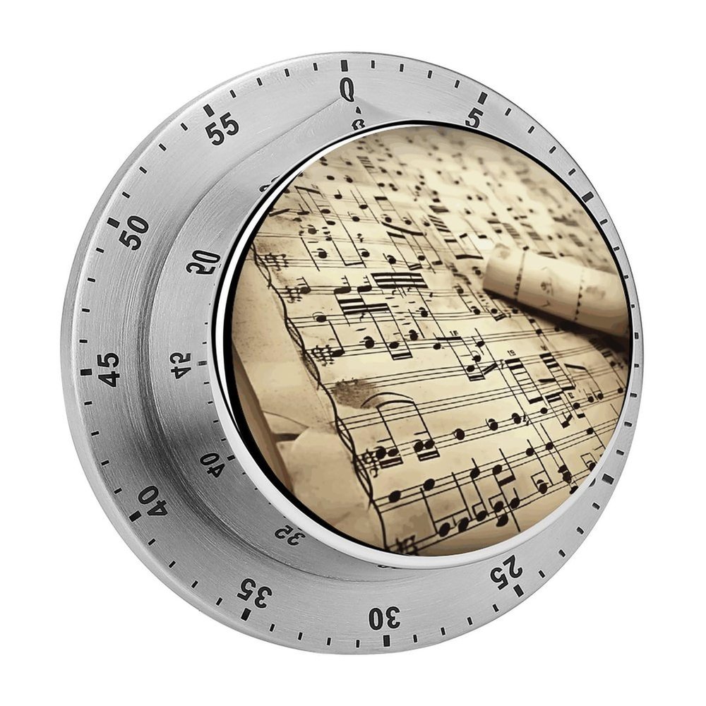 Sheet Music Timer,Chef Cooking Timer Clock, Countdown Reminder No Batteries Required- Exquisite Stainless Steel Body for Exercise Outdoors