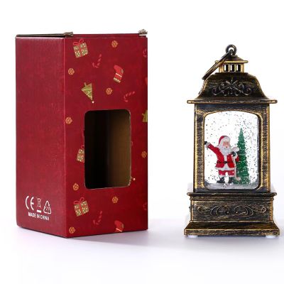 MTGekYu Christmas Snow Globe Lantern, Musical Water Globe with LED Lights, Vintage Style Decorative Lantern with Swirling Glitter, Holiday Home Decor (Santa Claus) (Santa Claus)