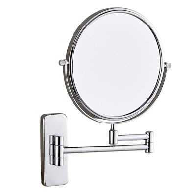 KKQRNBYXD Wall Mounted Makeup Mirror, 1X3X/5X/7X/10X Magnification Vanity Mirrors, Bathroom 8 Inch Double Sided Extendable Swivel Shaving,Gold,7X(Chrome,7X)