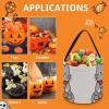 Halloween Trick Or Treat Bag Durable, Gray Cartoon Cat Candy Tote Bag Reusable Gift Bags for Party view 3