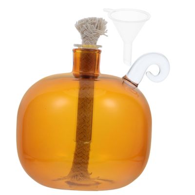 Lurrose Refillable Glass Oil Lamp Borosilicate Liquid Candle for Indoor Use Home Decor Dining Table Accent Cozy Romantic Ambiance 2.75X2.75X2.75In