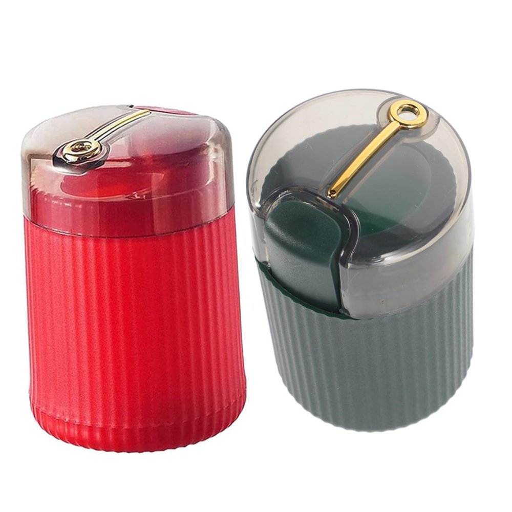 STOBAZA 2pcs Press Toothpick Dispensers Portable Creative Toothpick Holders for Home Kitchen Travel Outdoor Camping with Smooth Surface and Bright Colors