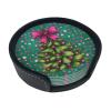 6 Pack Christmas Tree Pink Bow Leather Coasters with HolderNew Year Heat Resistant Drink Coasters Set for Coffee Wine Kitchen Office Bar Table Decor,Round view 4