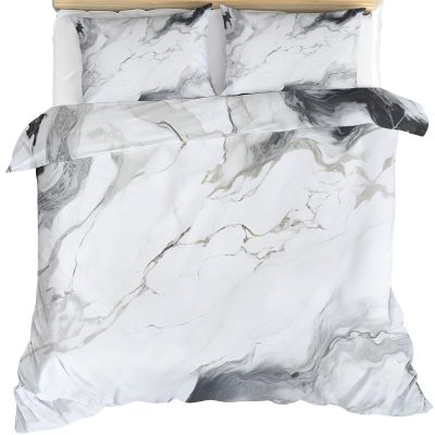 GKPLY Marble Comforter SetNordic Gray Duvet Cover King, Simple Marble Bedding with 2 Pillowcases, Duvet Cover with Zipper, 3 Pieces, Reversible Bedding Set