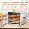 lilishangmao Food Dehydrator Machine with 6 Stackable Stainless Steel Trays, 35C-75C Food Dehydrator for Fruits, Veggies and Meat, Electric Home Dryer Machine, Visible Glass Front Door Silver view 2