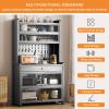 68" Kitchen Pantry Storage Cabinet, Freestanding Hutch With Drawer And Wheels, Buffet Sideboard With 4 Hanging Shelves, Coffee Bar With Door, Cupboard For Dining Room,Black,10017,Black,60172cm/246 view 3