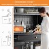 68" Kitchen Pantry Storage Cabinet, Freestanding Hutch With Drawer And Wheels, Buffet Sideboard With 4 Hanging Shelves, Coffee Bar With Door, Cupboard For Dining Room,Black,10017,Black,60172cm/246 view 4