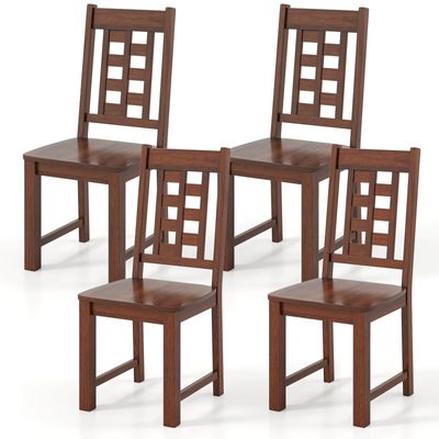 NAFORT Set of 4 Dining Chairs, High Lattice Back Solid Wood Chair, Mid-Century Modern 4 Kitchen Chairs with Max Load 400 Lbs for Kitchen Table, Dining Room, Cafe, Restaurant