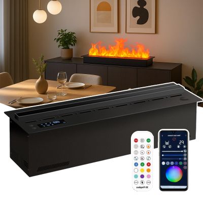 3D Water Vapor Fireplace, Recessed Electric Atomizing Fireplace With 9 Adjustable Flame | APP+Remote Control, Vapor Fireplace Support Auto Water Inlet/Outlet &Water Mist Touchable 180cm/70in