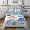Castle Fairy Kids Dinosaur Bedspread King Size,Cute Wildlife Animal Coverlet Set for Teens Adult Xmas Gift,Cartoon Jungle Dino Quilt Set with 2 Pillowcaes,Polyester Quilted view 1
