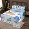 Castle Fairy Kids Dinosaur Bedspread King Size,Cute Wildlife Animal Coverlet Set for Teens Adult Xmas Gift,Cartoon Jungle Dino Quilt Set with 2 Pillowcaes,Polyester Quilted view 2