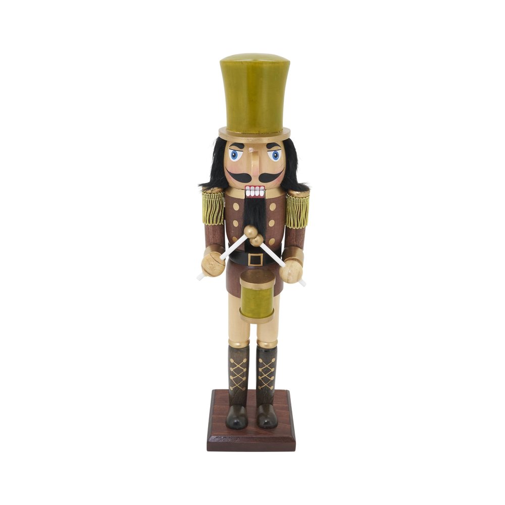 SARO LIFESTYLE Traditional Drummer Nutcracker Figurine Holiday Decor, 15", Brown
