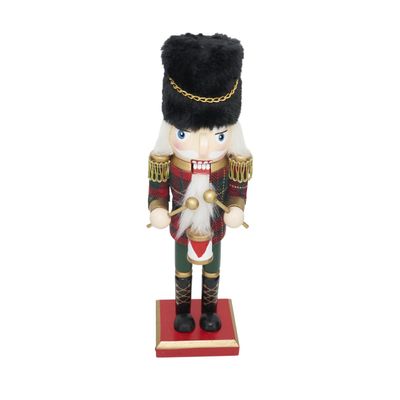 SARO LIFESTYLE Festive Drummer Nutcracker with Classic Holiday Spirit, 10", Red/Green