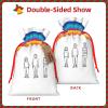 GZXDZSY Small Rainbow Print Extra Large Christmas Burlap Drawstring Reusable Gift Bags With Cards view 3