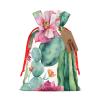 GZXDZSY Succulent Rose Print Extra Large Christmas Burlap Drawstring Reusable Gift Bags With Cards view 1