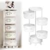 5 Tier Rolling Utility Cart, Storage Cart on Wheels Rolling Kitchen Storage Rack Rotating Storage Shelves Organizer Circular Rotating Basket with Adjustable Height & Detachable for Kitchen Bathroom view 1