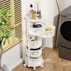 5 Tier Rolling Utility Cart, Storage Cart on Wheels Rolling Kitchen Storage Rack Rotating Storage Shelves Organizer Circular Rotating Basket with Adjustable Height & Detachable for Kitchen Bathroom view 4