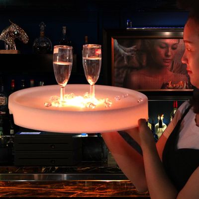 16 Colorful Drink Wine Bar Tray, Led Light Up Serving Tray, Waterproof Wine Cup Tray with Remote Control, 16 Colors are Adjustable, 4 Flash Lightning Modes, for Music Theme Birthday Party