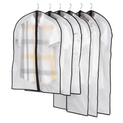 12 Pcs Hanging Fully Enclosed Clothes Covers - Thickened Washable Transparent Zippered Storage For Suits & Coats(Medium)