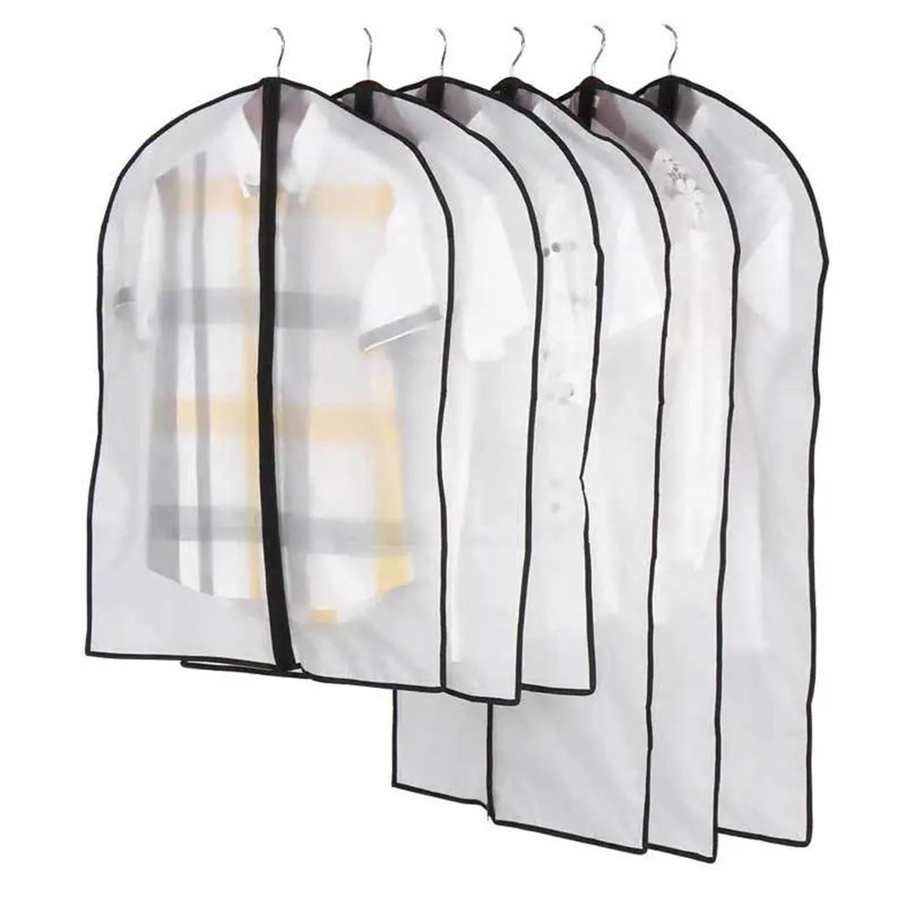 12 Pcs Hanging Fully Enclosed Clothes Covers - Thickened Washable Transparent Zippered Storage For Suits & Coats(Medium)